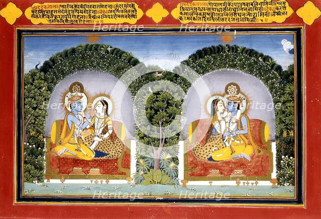 Radha and Krishna, Illustration to Poems by Shribhatta, c1800. Creator: Unknown.