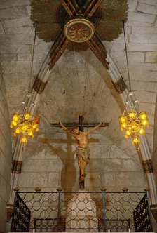 Crucified Christ, Church of the Virgin Mary, Verdu, Catalonia, Spain, 13th century?, (1999).  Creator: LTL.