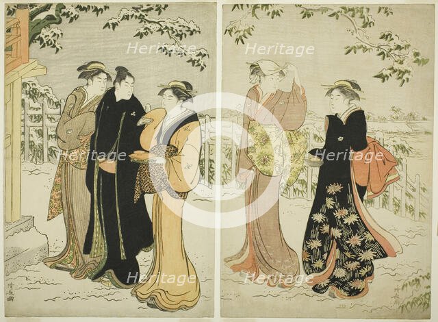 Matsuchi Hill after Snowfall, c. 1785. Creator: Torii Kiyonaga.