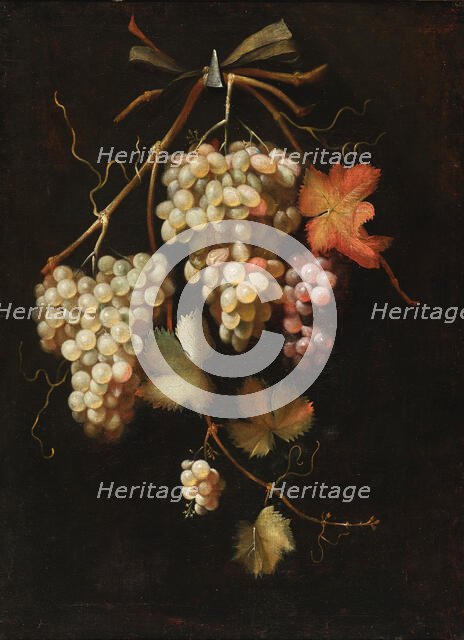 Arrangement of dark and white grapes. Creator: Everbroeck, Frans van (1637/39-1676/93).