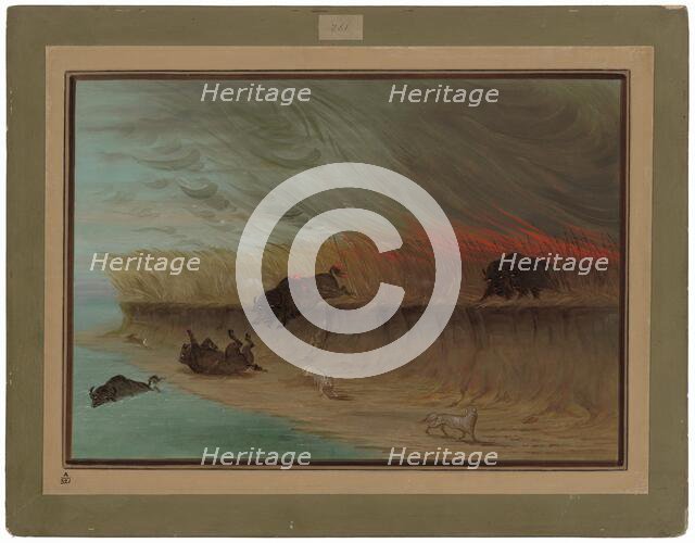 Prairie Meadows Burning, 1861/1869. Creator: George Catlin.