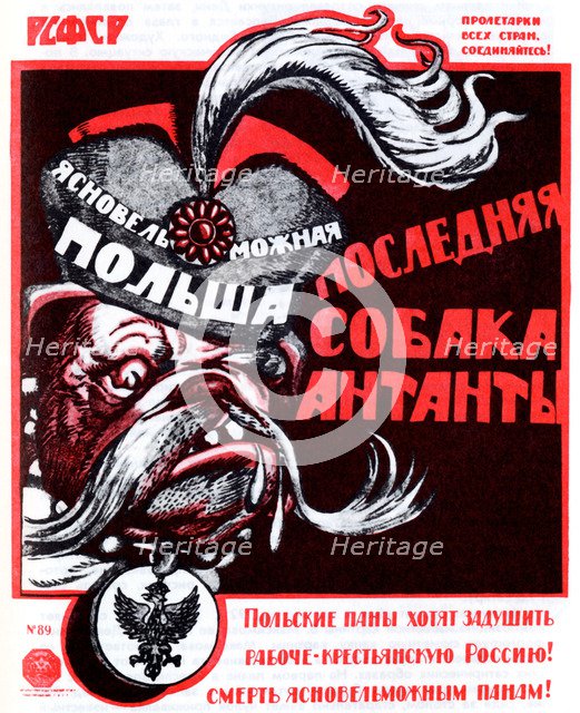 Poland - the last dog of the Entente (Poster), 1920. Artist: Deni (Denisov), Viktor Nikolaevich (1893-1946)