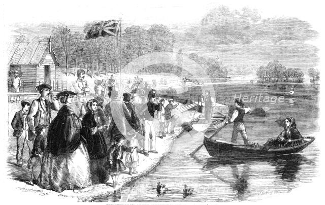 Pleasure-boats on the Ornamental Water in Regent's Park, 1861. Creator: Mason Jackson.