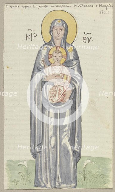 A mosaic in the atrium of San Marco in Venice; detail of Mary with the Christ Child, 1818-1843. Creator: Johann Anton Ramboux.