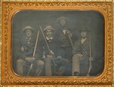 Portrait of four men with rifles, 1850s. Creator: Unknown.