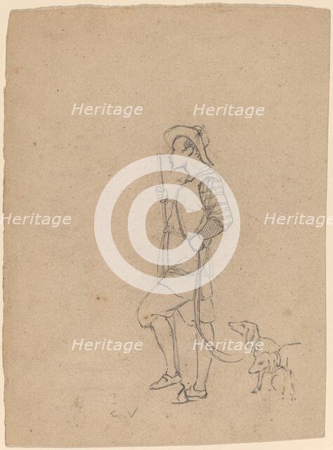 Study of Hunter with Dogs, c. 1858. Creator: Elihu Vedder.