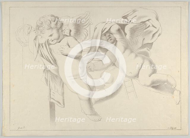 Study of three putti, ca. 1800-1844. Creator: Ferdinand Piloty.