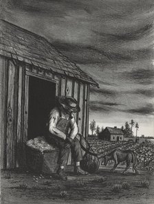 Sharecropper with Dog, ca.1935 - 1943. Creator: John MacWhirter.
