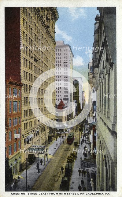 Chestnut Street, east from 16th Street, Philadelphia, Pennsylvania, USA, 1914. Artist: Unknown