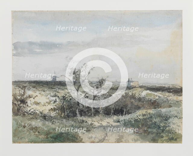 View of the Dekkersduin, with the old gas factory and windmill in the distance, 1834-1903. Creator: Jan Hendrik Weissenbruch.