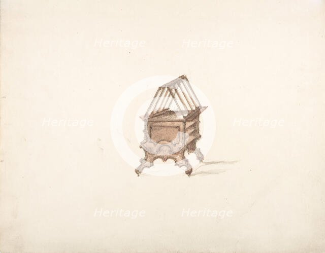 Design for a Two-sided Bookstand with Shelves (Verso: sketch), early 19th century. Creator: Anon.