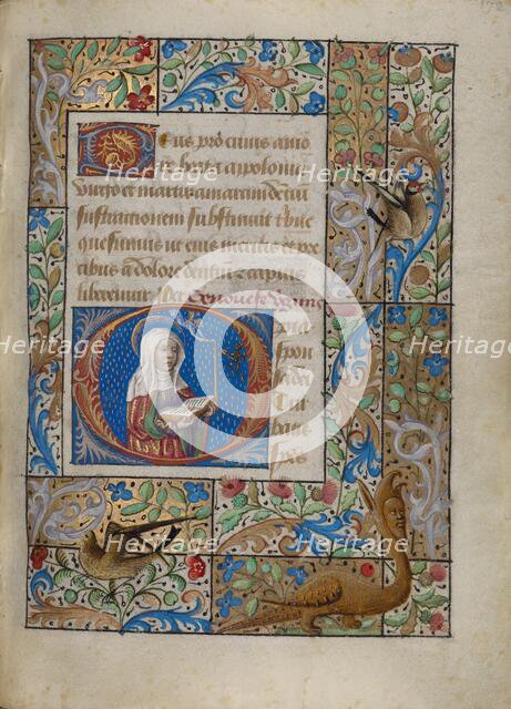 Initial O: Saint Geneviève; Book of Hours, about 1480-1490. Creator: Georges Trubert.