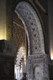 Interior of the Royal Alcazar of Seville, the royal palace prevously a citadel, Spain, 2023. Creator: Ethel Davies.