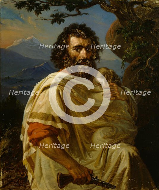 Italian Man with a Child, 1860. Creator: Robert Wilhelm Ekman.