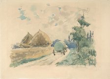 Landscape with Wagon and Haystacks, ca. 1869-70. Creator: Zacharie Astruc.