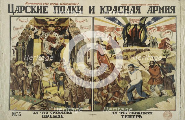 The Tsar's Regiments and the Red Army, 1919. Creator: Dmitriy Stakhievich Moor.