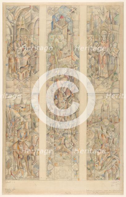 Design for a stained glass window, in the new Government Building in Maastricht, 1932. Creator: Henri Charles Jonas.