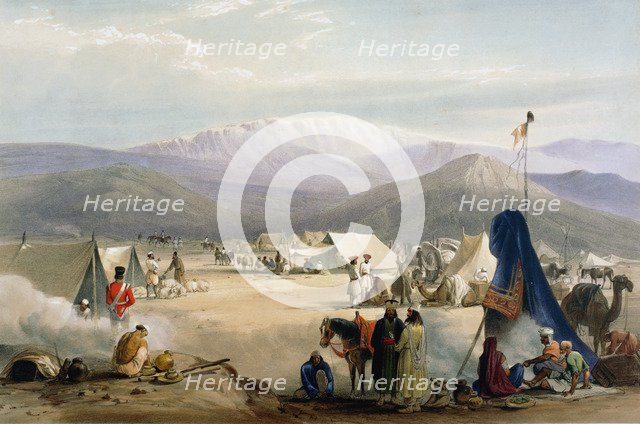 British army camp at Dadur at the entrance to the Bolan Pass, First Anglo-Afghan War, 1838-1842. Artist: James Atkinson