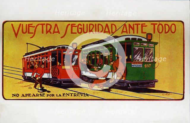 Advertising postcard published by the Compañía de Tranvías de Barcelona during the 1929 Internati…