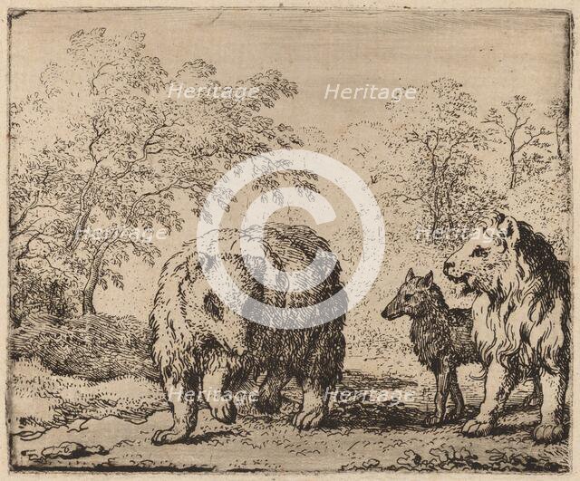 The Lion Frees the Bear and the Wolf, probably c. 1645/1656. Creator: Allart van Everdingen.