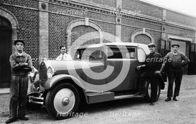 Men standing by a Talbot Darracq, c1930. Artist: Unknown