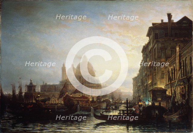Venice at night, 1856. Artist: Bogolyubov, Alexei Petrovich (1824-1896)