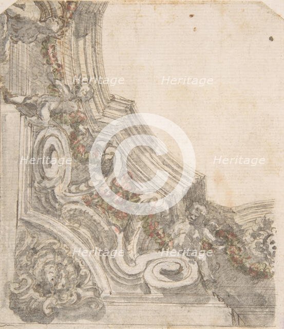 Design for the Decoration of the Corner of a Ceiling, 17th century. Creator: Anon.