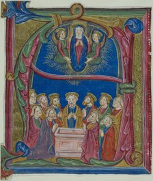The Assumption of the Virgin in a Historiated Initial "A" from an Antiphonary, 15th century. Creator: Unknown.