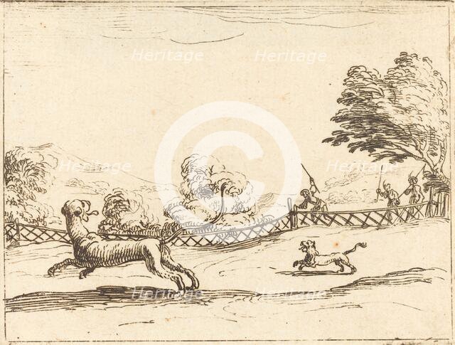 Lioness and Cub Pursued by Hunters. Creator: Jacques Callot.