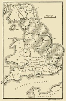 'Map of England, Showing Anglo-Saxon Kingdoms and Danish Districts', (c9th century), 189 Creator: Unknown.
