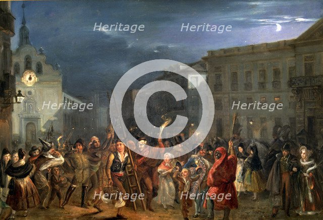  'King's Night in the Puerta del Sol', Oil by José Castelaro y Perea.