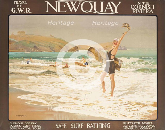 Newquay. Safe Surf Bathing, c1930. Creator: Burbidge, William (1884-1949).
