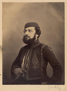 Portrait of a Man in Middle Eastern or  North African Clothing, after 1860. Creator: Gustave Le Gray.