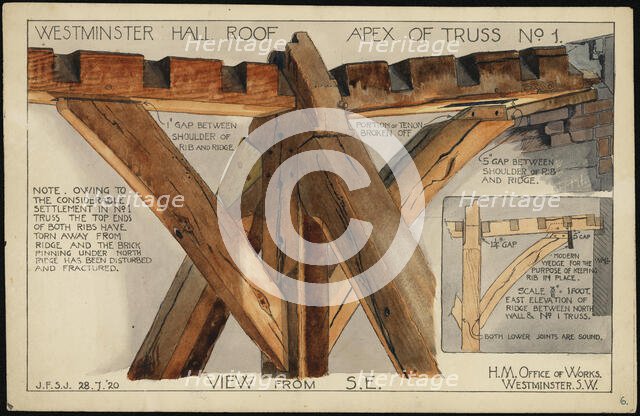 Palace of Westminster, Westminster Hall, Parliament Square, Westminster, London, 1916 - 1920. Creator: Office of Works.