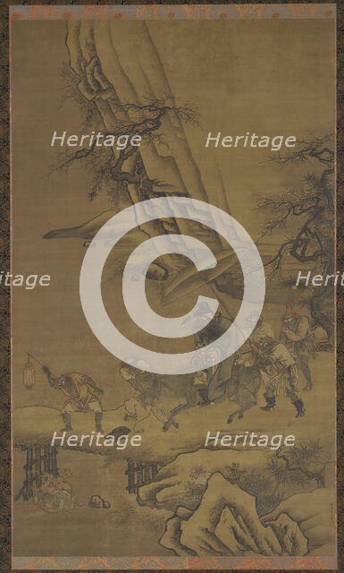 Zhong Kui and Demons Crossing a Bridge, 15h century. Creator: Dai Jin.