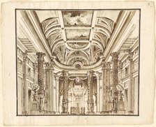 Fantasy of a Great Hall with Basketweave Columns, c. 1800. Creator: Pietro Gonzaga.