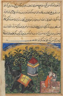 Page from Tales of a Parrot (Tuti-nama): Fourth night: The mendicant’s wife deceives..., c. 1560. Creator: Unknown.