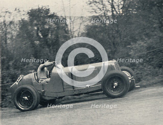 'Raymond Mays (E.R.A.) breaking the record, 1935; the Shelsey Walsh Hill Climb', 1937. Artist: Unknown.