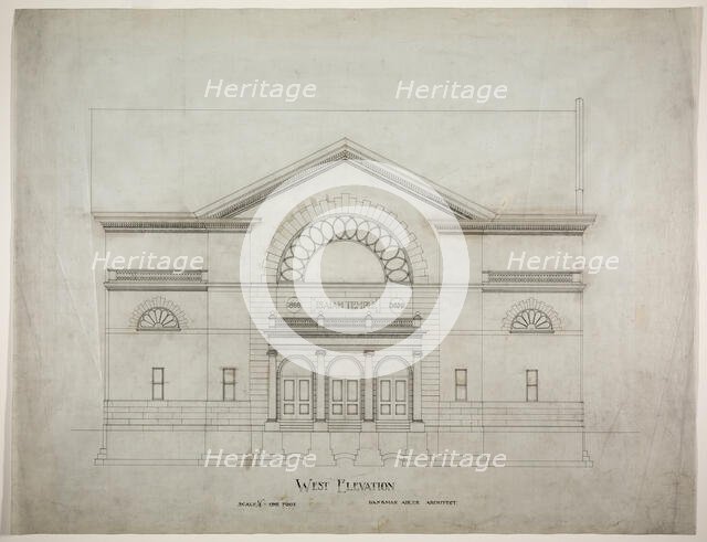 Isaiah Temple, Chicago, Illinois, Alternate West Elevation, 1898/99. Creator: Dankmar Adler.