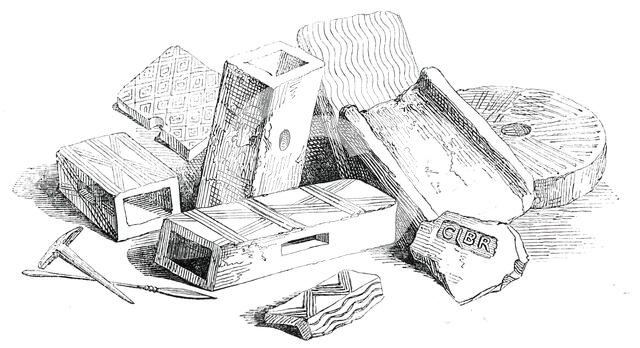 Flue-Tiles, Quern, and Other Roman Articles Found at Lymne, 1850. Creator: Unknown.