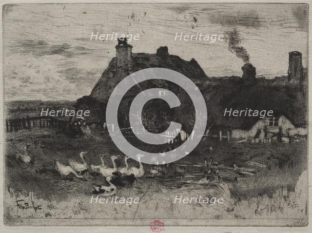 The Little Thatched Cottages, 1878. Creator: Félix Hilaire Buhot (French, 1847-1898).