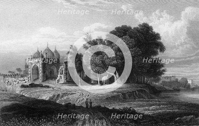'A Ruin on the Banks of the Jumna, Above the City of Delhi', 1834. Creator: William Purser.