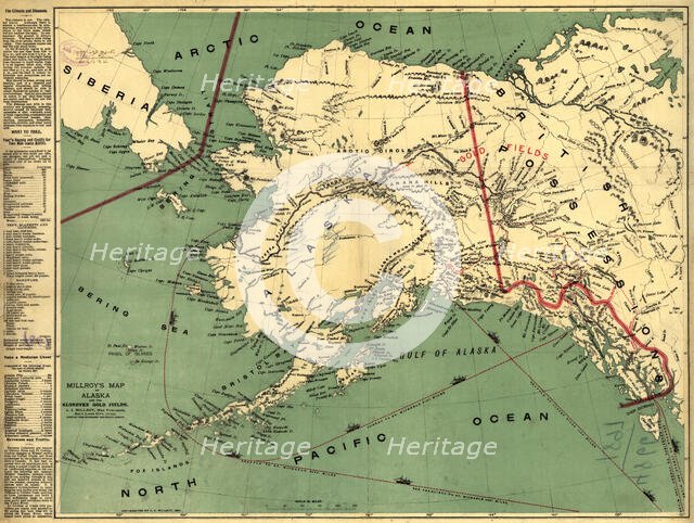 Millroy's map of Alaska and the Klondyke gold fields, 1897. Creator: J. J. Millroy.