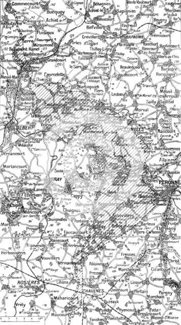 'Ensemble du terrain des offensives franco-britanniques au Nord et au Sud de la Somme', 1916. Creator: Unknown.