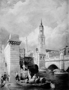 London Bridge and Church of St Magnus the Martyr, London. Artist: Unknown