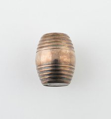 Barrel-Shaped Nutmeg Grater, Denmark, c. 1830. Creator: Unknown.