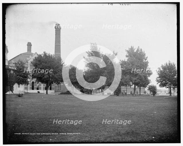 Power house and grounds, Water Works Park, Detroit, between 1890 and 1901. Creator: Unknown.