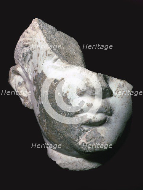 Fragment of a marble head of a youth, 1st century. Artist: Unknown