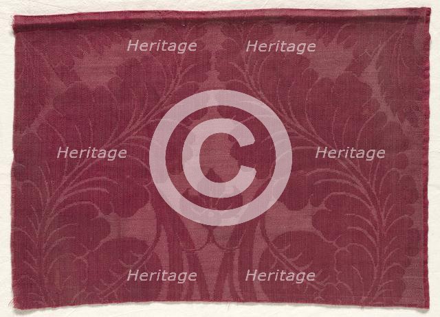 Damask with Leaf and Floral Design, 1700s - 1800s. Creator: Unknown.