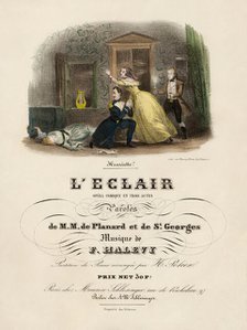 Cover of the vocal score of opera "L'éclair" by Fromental Halévy, 1836. Creator: Gavarni, Paul (1804-1866).